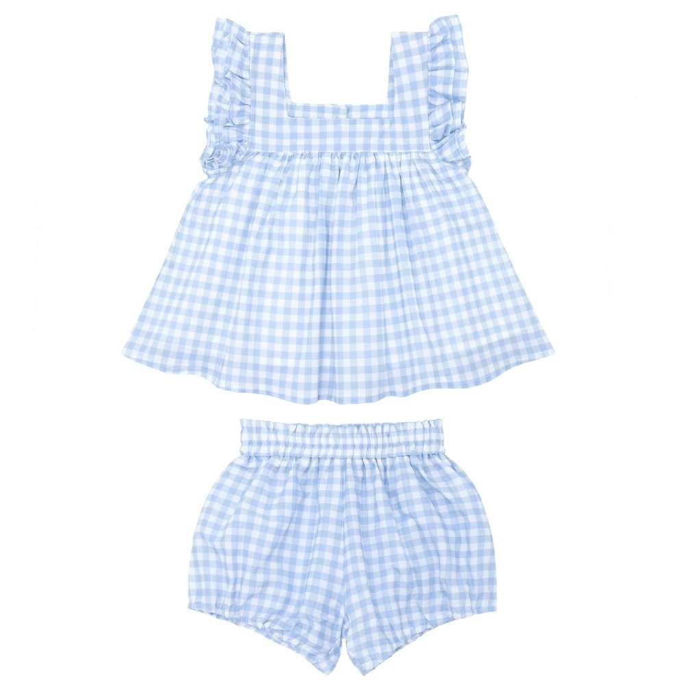 Minnow Swim 2T blue gingham bloomer set - gently used condition